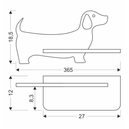 LED Otroška stenska svetilka s polico DOG LED/5W/230V črna/les - FSC certifikat