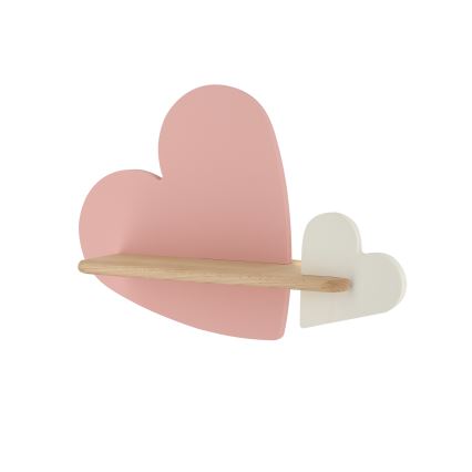 LED otroška stenska svetilka s polico HEART LED/5W/230V roza/bela/les