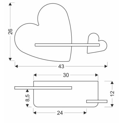 LED otroška stenska svetilka s polico HEART LED/5W/230V roza/bela/les