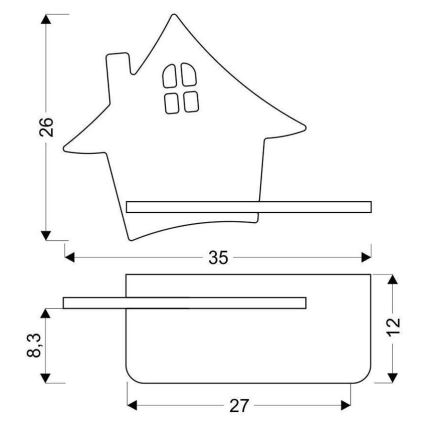 LED otroška stenska svetilka s polico HOUSE LED/4W/230V siva/les