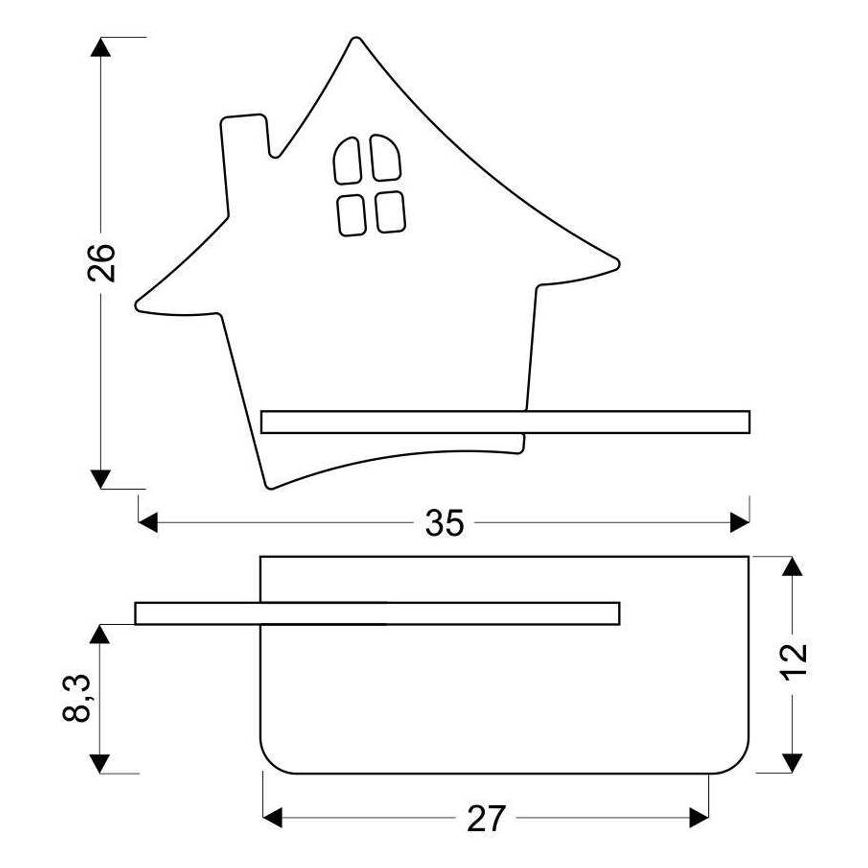 LED otroška stenska svetilka s polico HOUSE LED/4W/230V siva/les
