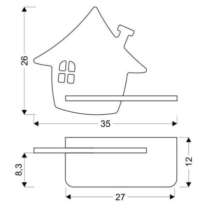 LED Otroška stenska svetilka s polico HOUSE LED/4W/230V zelena/les - FSC certifikat