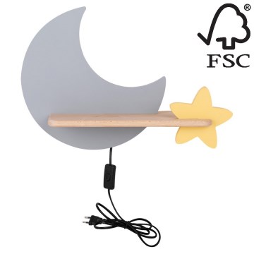 LED Otroška stenska svetilka s polico MOON LED/5W/230V - FSC certifikat