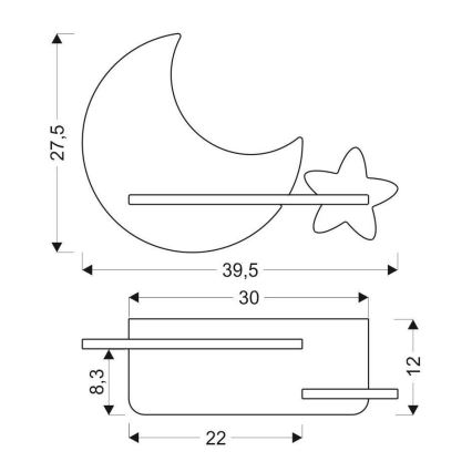 LED Otroška stenska svetilka s polico MOON LED/5W/230V - FSC certifikat