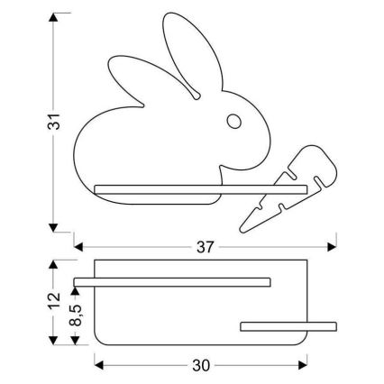 LED Otroška stenska svetilka s polico RABBIT LED/4W/230V siva/bela/les - FSC certifikat