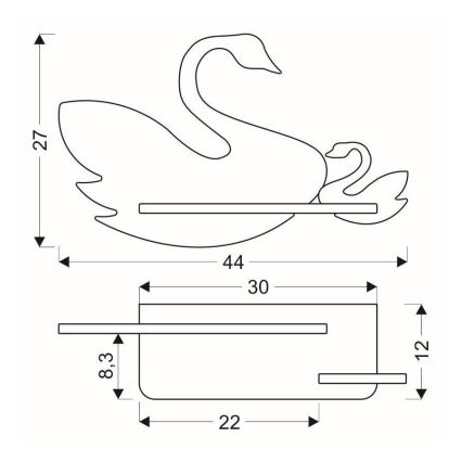 LED otroška stenska svetilka s polico SWAN LED/5W/230V