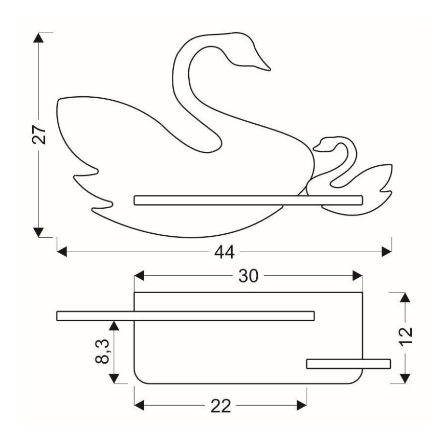 LED otroška stenska svetilka s polico SWAN LED/5W/230V