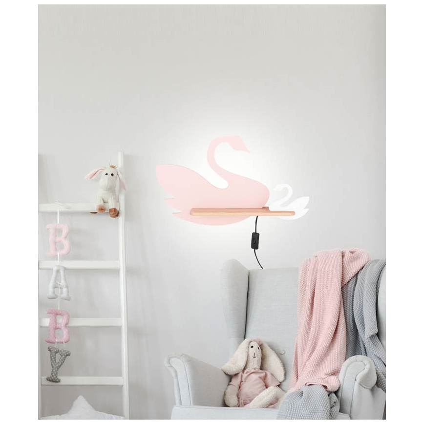 LED otroška stenska svetilka s polico SWAN LED/5W/230V