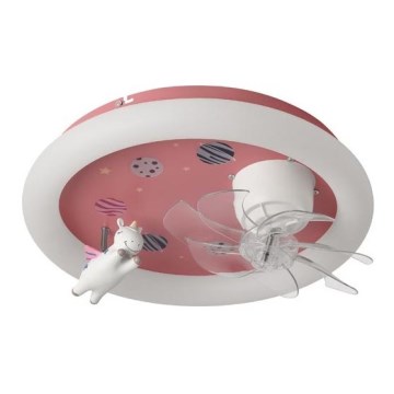 LED otroška stropna svetilka s funkcijo zatemnitve in ventilatorjem LED/48W/230V 3000/4000/6000K rožnata + daljinski upravljalnik