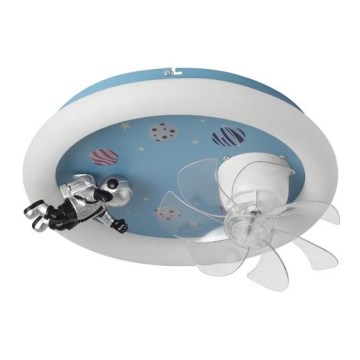 LED otroška stropna svetilka z ventilatorjem z nastavljivo svetlostjo LED/48W/230V 3000/4000/6000K modra + daljinski upravljalnik