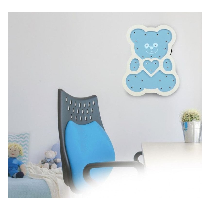 LED Otroška svetilka LED/2xAA moder medved