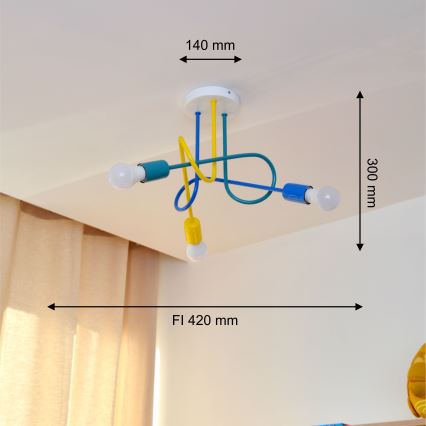 LED Otroški lestenec OXFORD 3xE27/15W/230V