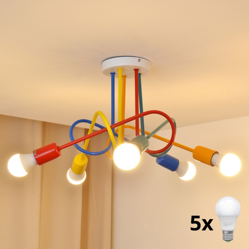 LED Otroški lestenec OXFORD 5xE27/15W/230V