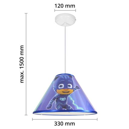 LED otroški lestenec z obesnim kablom PJ MASK 1xE27/40W/230V