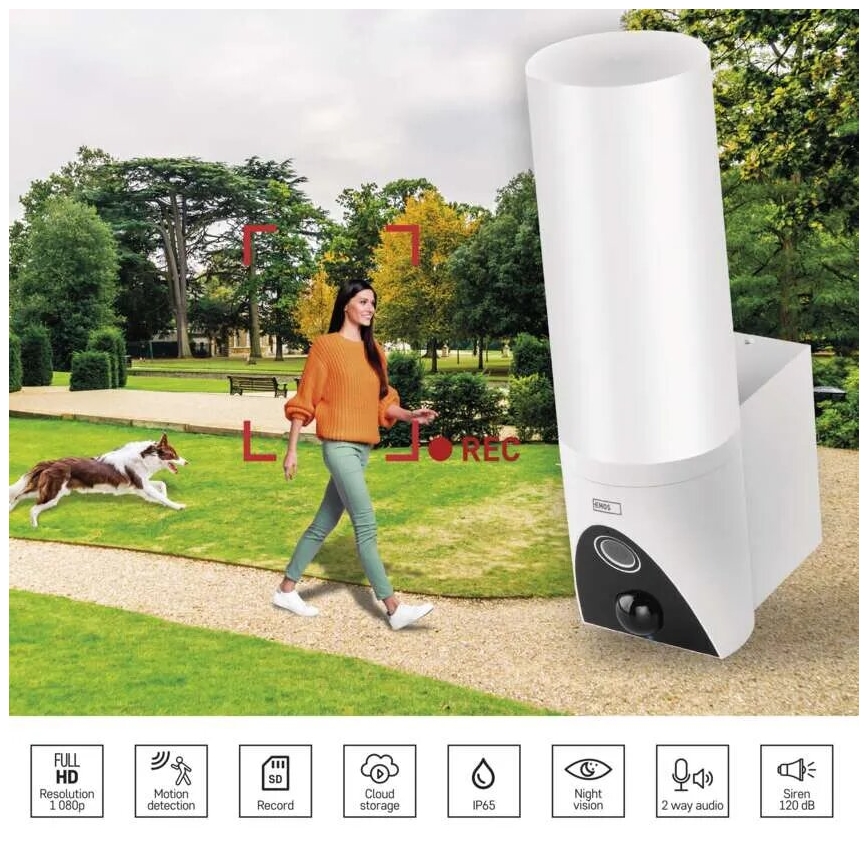 LED Pametna zunanja kamera s svetilko GoSmart LED/12W/230V IP65 Wi-Fi Tuya bela