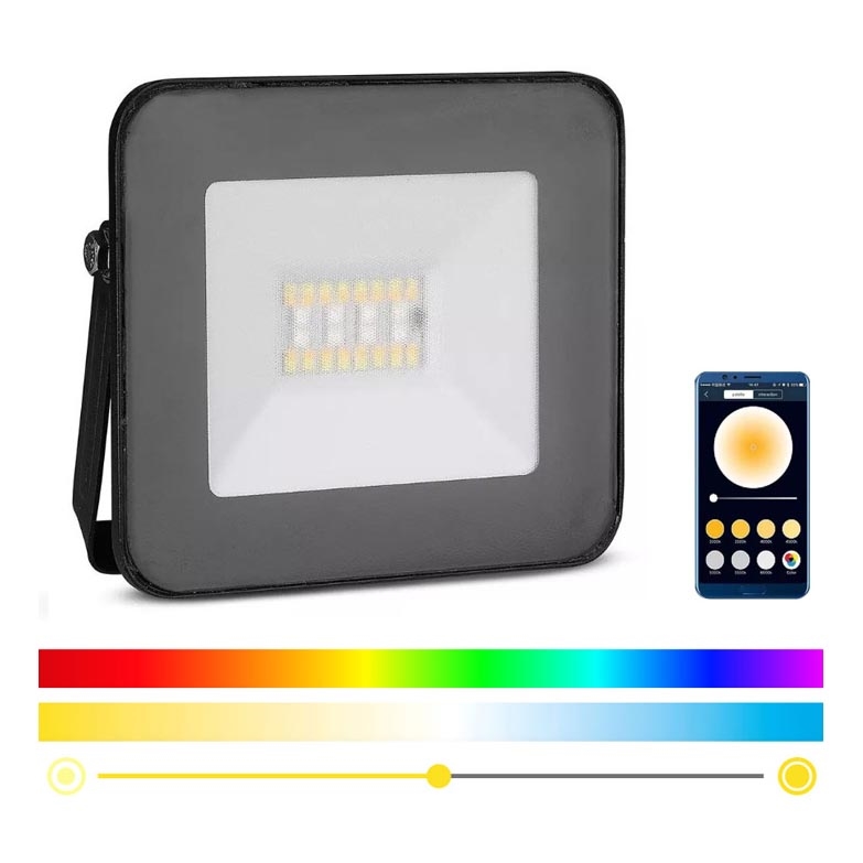 LED Pametni zatemnitveni RGB reflektor LED/20W/230V IP65 črn