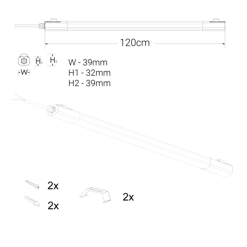 LED Podelementna svetilka LED/36W/230V 4000K 120 cm črna