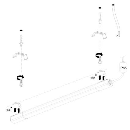 LED Podelementna svetilka LED/36W/230V 4000K 120 cm črna