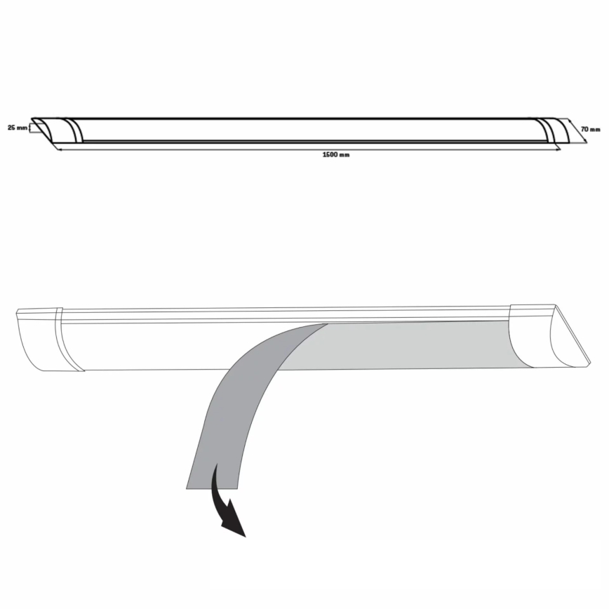 LED Podelementna svetilka LED/50W/230V 4000K 150 cm bela