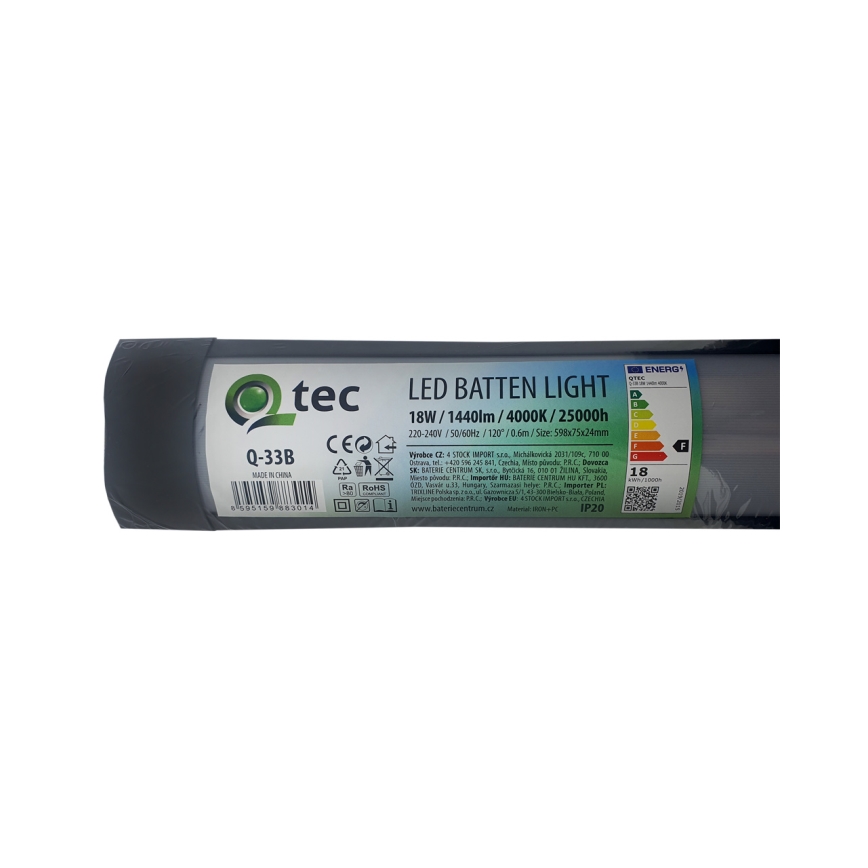 LED Podelementna svetilka QTEC LED/18W/230V 60 cm črna