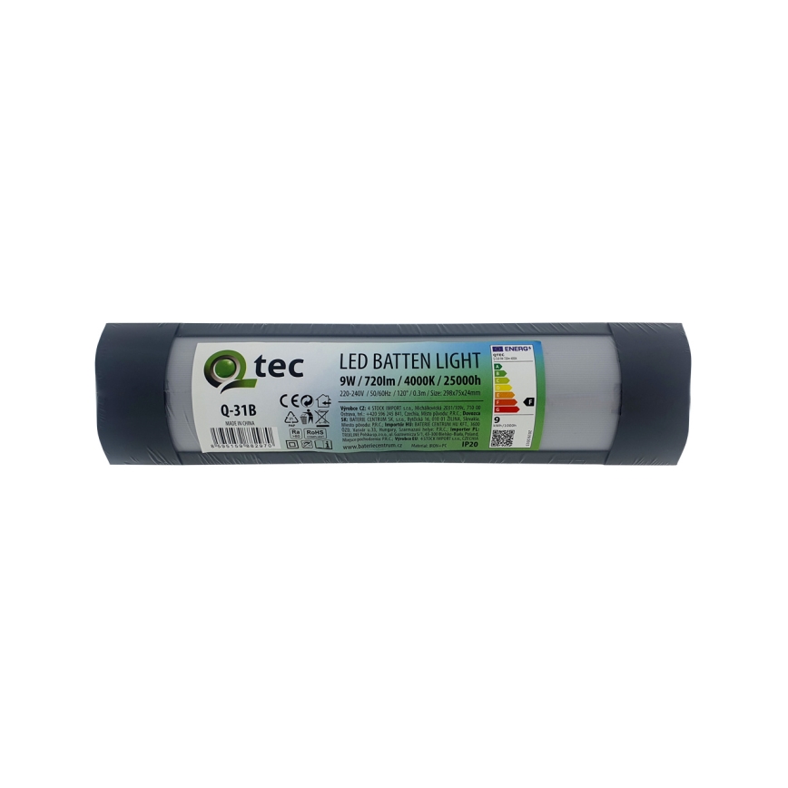 LED Podelementna svetilka QTEC LED/9W/230V 30 cm črna