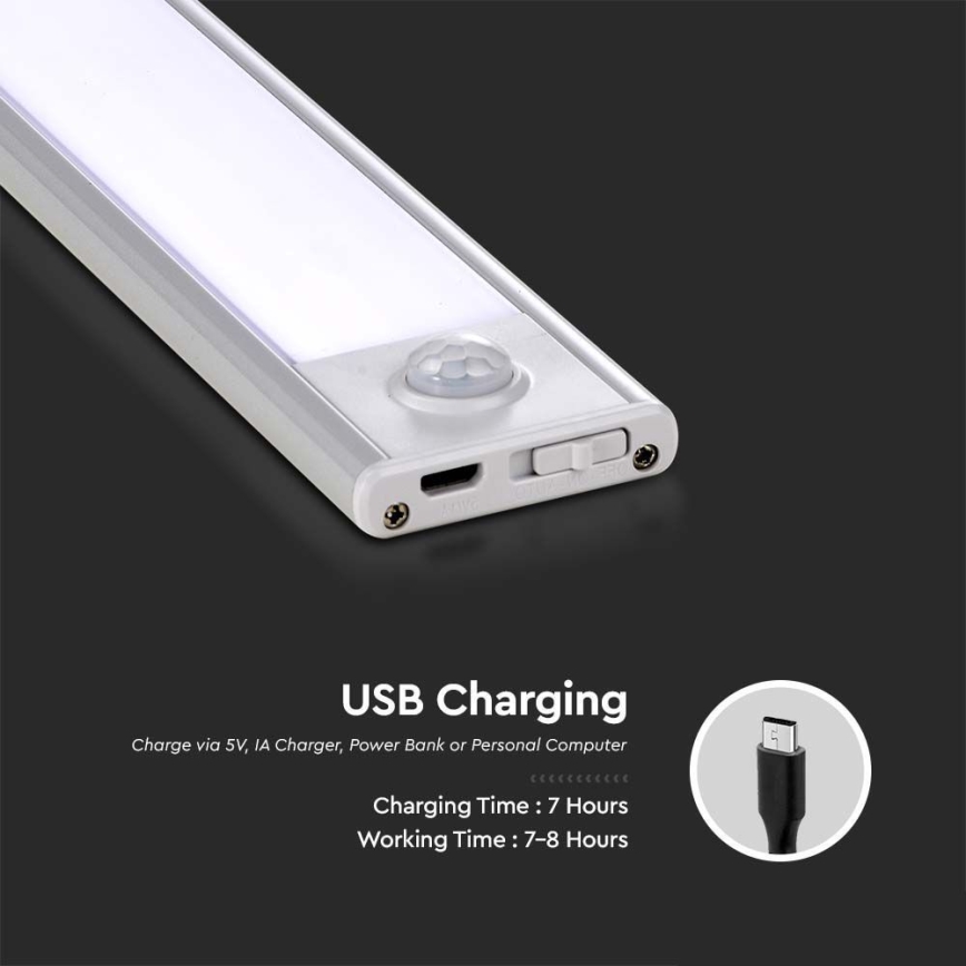 LED Podelementna svetilka s senzorjem LED/2,5W/5V 3000 mAh 3000K