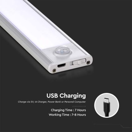 LED Podelementna svetilka s senzorjem LED/2,5W/5V 4000K 3000 mAh