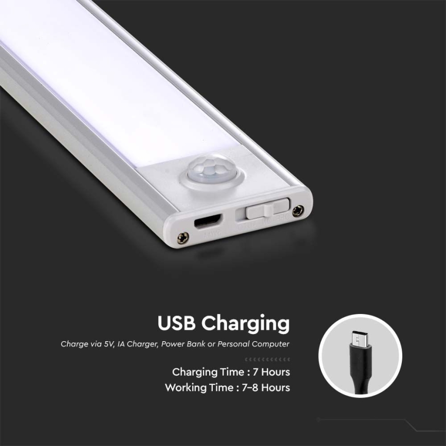 LED Podelementna svetilka s senzorjem LED/2,5W/5V 4000K 3000 mAh