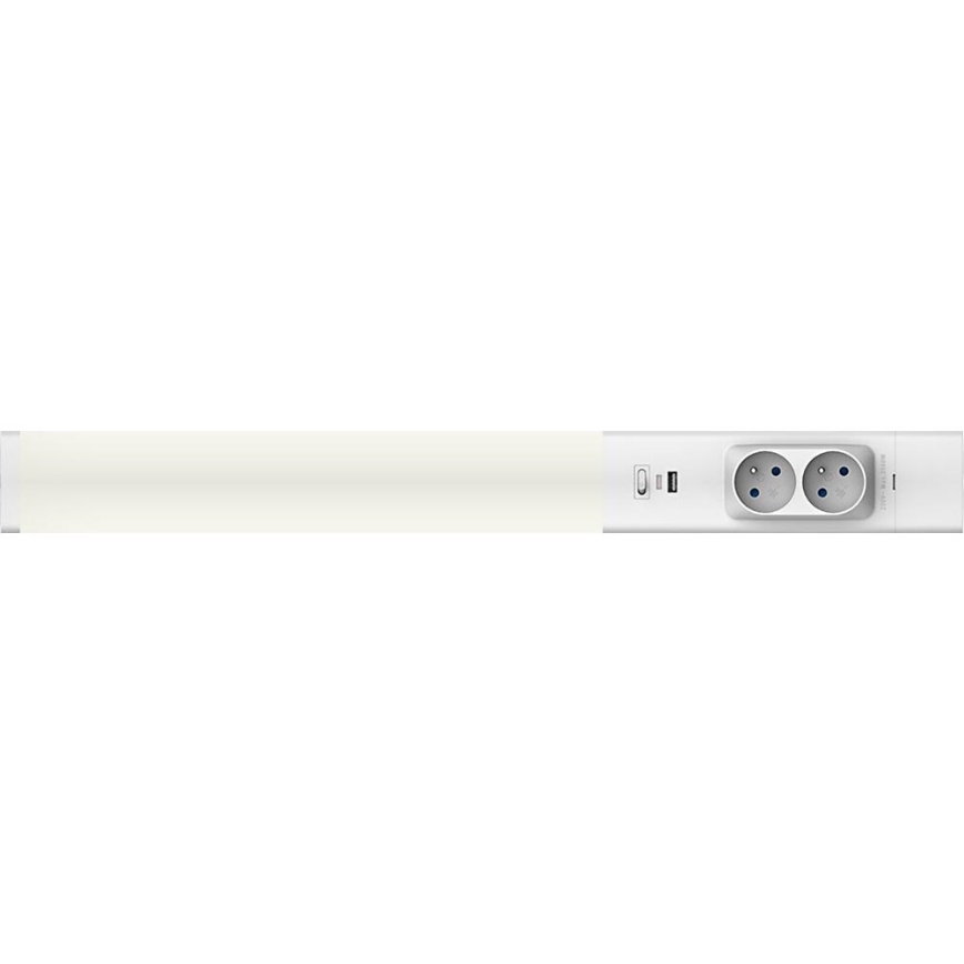 LED Podelementna svetilka z vtičnicami in USB priključki LED/18W/230V 4000K srebrna