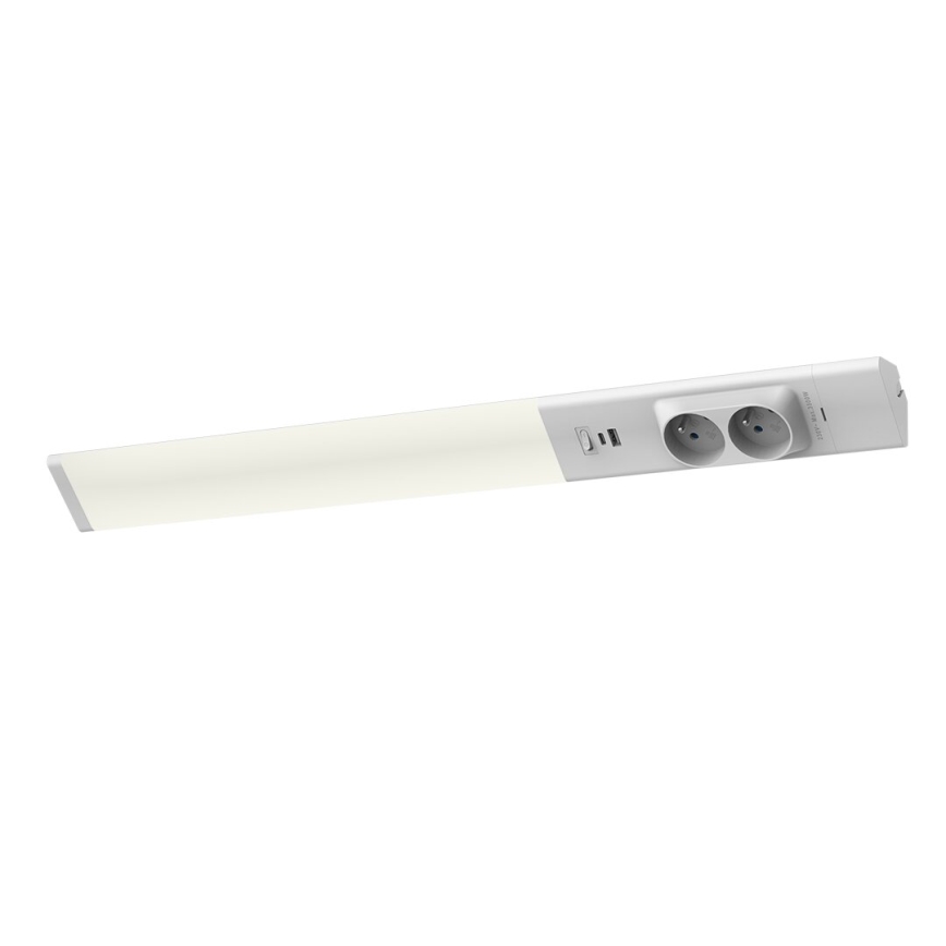 LED Podelementna svetilka z vtičnicami in USB priključki LED/18W/230V 4000K srebrna