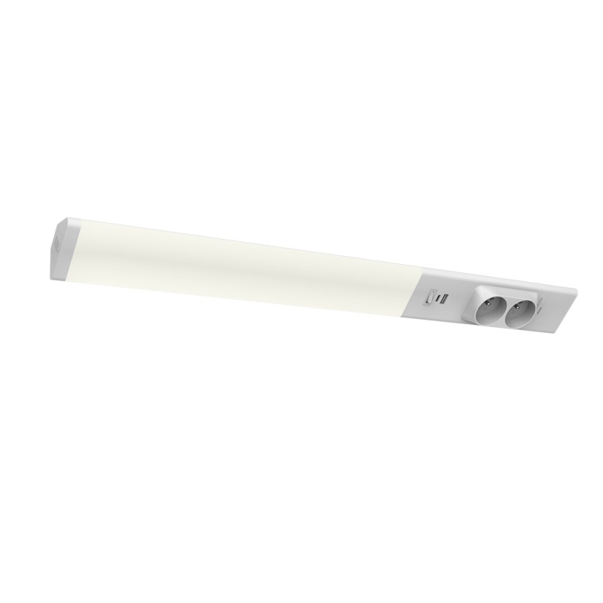 LED Podelementna svetilka z vtičnicami in USB priključki LED/18W/230V 4000K srebrna