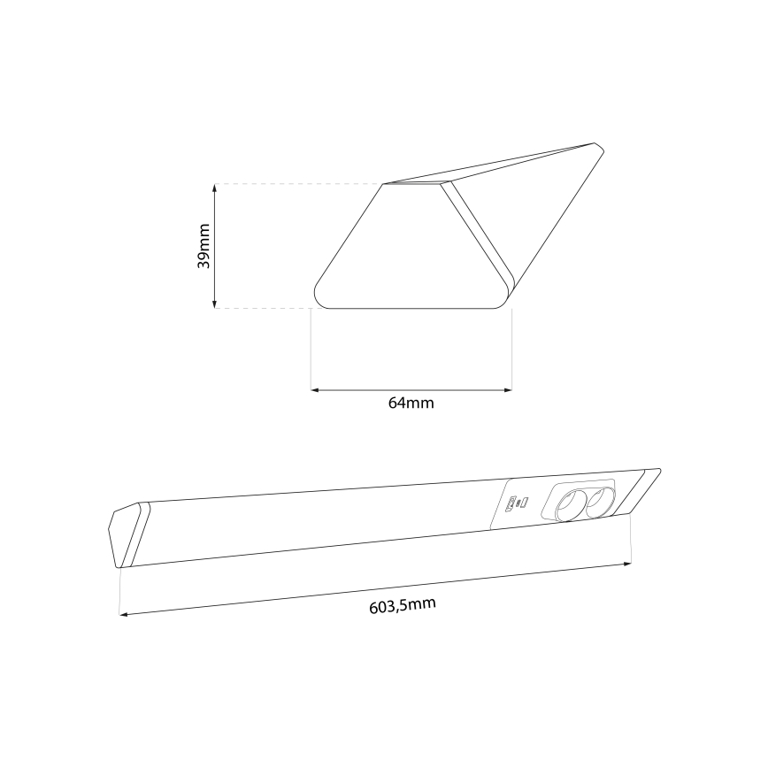 LED Podelementna svetilka z vtičnicami in USB priključki LED/18W/230V 4000K srebrna