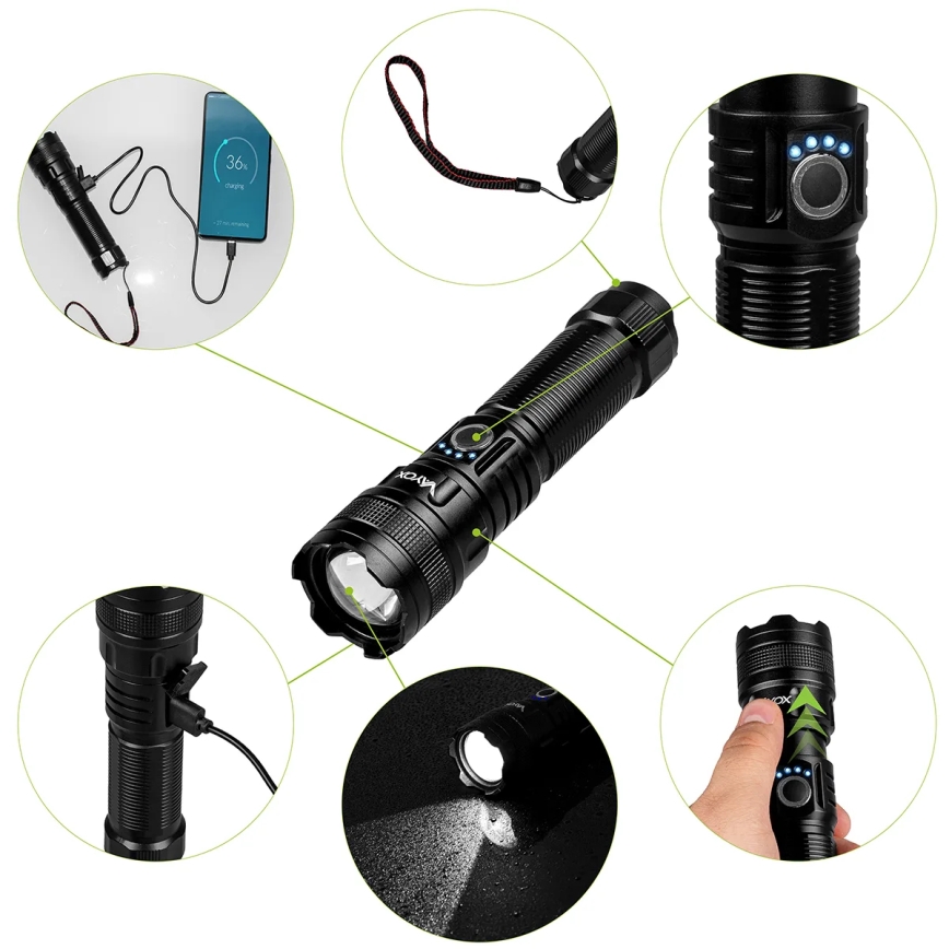 LED Zatemnitvena polnilna svetilka z power bank funkcija LED/10W/5V IPX4 600 sijajni 2000 mAh