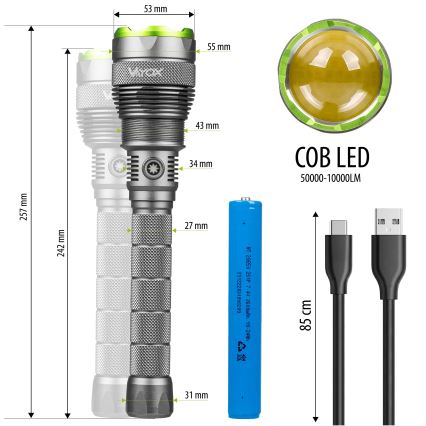 LED Zatemnitvena polnilna svetilka z power bank funkcija LED/5V IPX7 10000 sijajni 2600 mAh