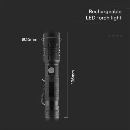 LED Polnilna baterijska svetilka USB LED/10W/5V IP54 2000 mAh 1000 sijajni