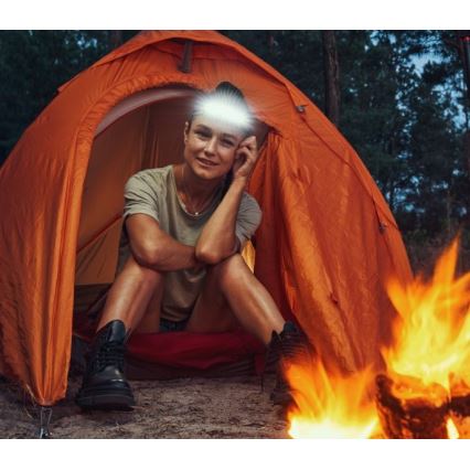 LED polnilna naglavna svetilka 2xLED/5V 180 lm 900 mAh črna