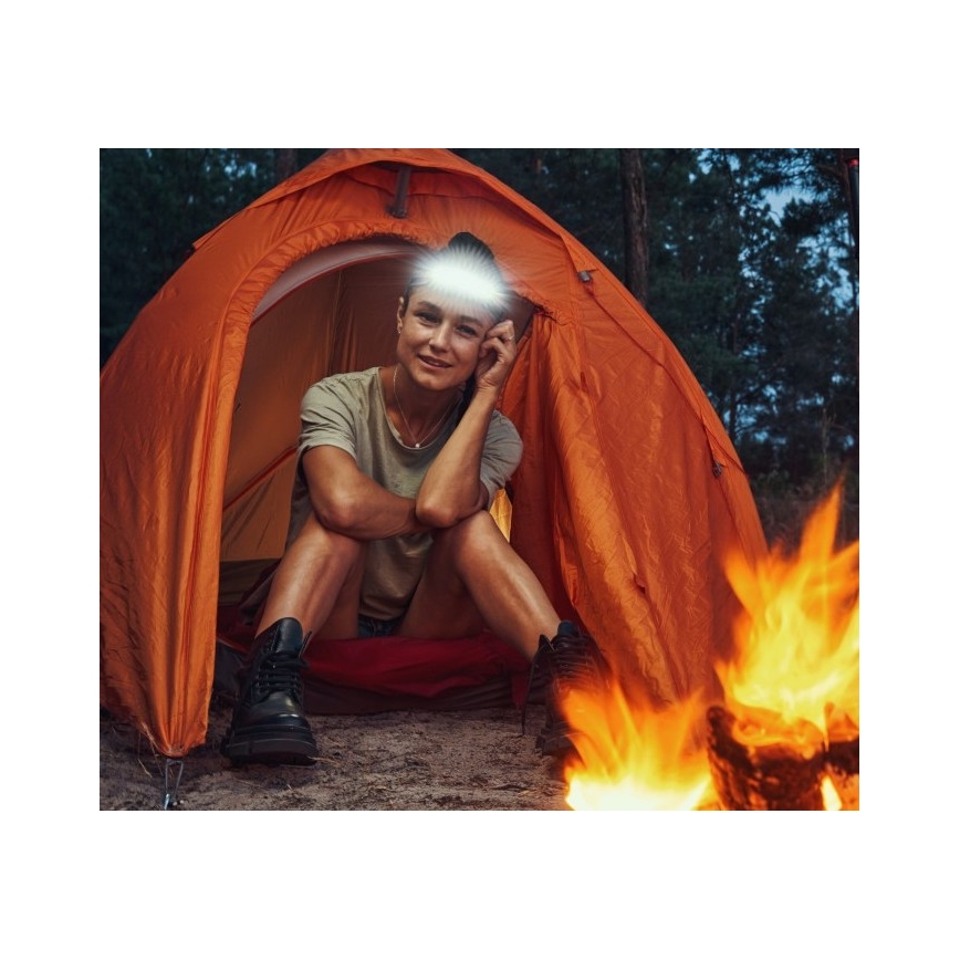 LED polnilna naglavna svetilka 2xLED/5V 180 lm 900 mAh črna