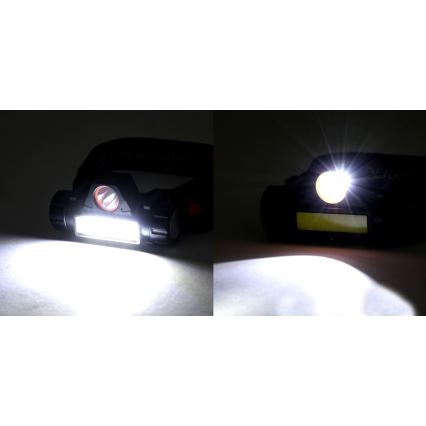 LED Polnilna naglavna svetilka LED/1200mAh črna/rdeča