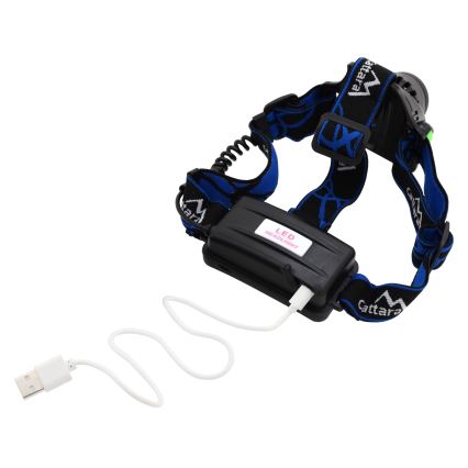 LED Polnilna naglavna svetilka LED/6W/7,4V 2x2800 mAh IP44 črna/modra