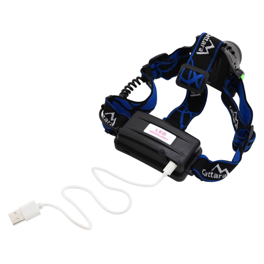 LED Polnilna naglavna svetilka LED/6W/7,4V 2x2800 mAh IP44 črna/modra