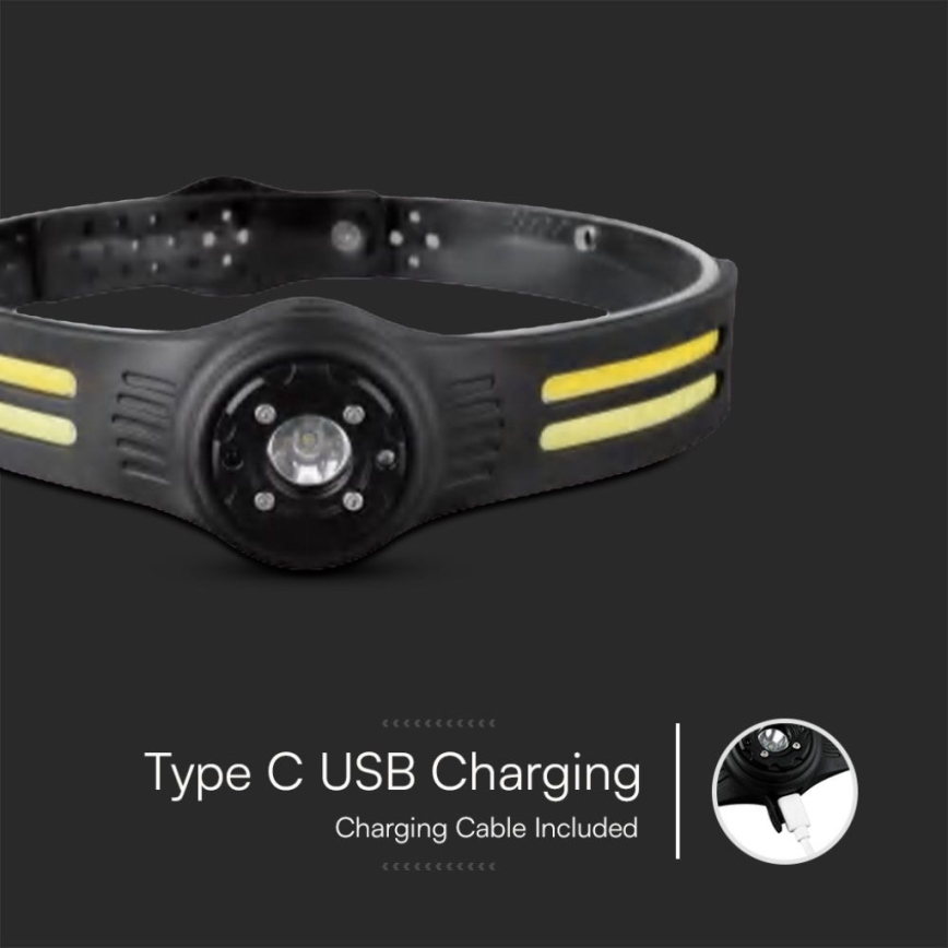 LED Polnilna naglavna svetilka z rdečo luč USB LED/3W/5V IP43 470 sijajni 5 h 650 mAh