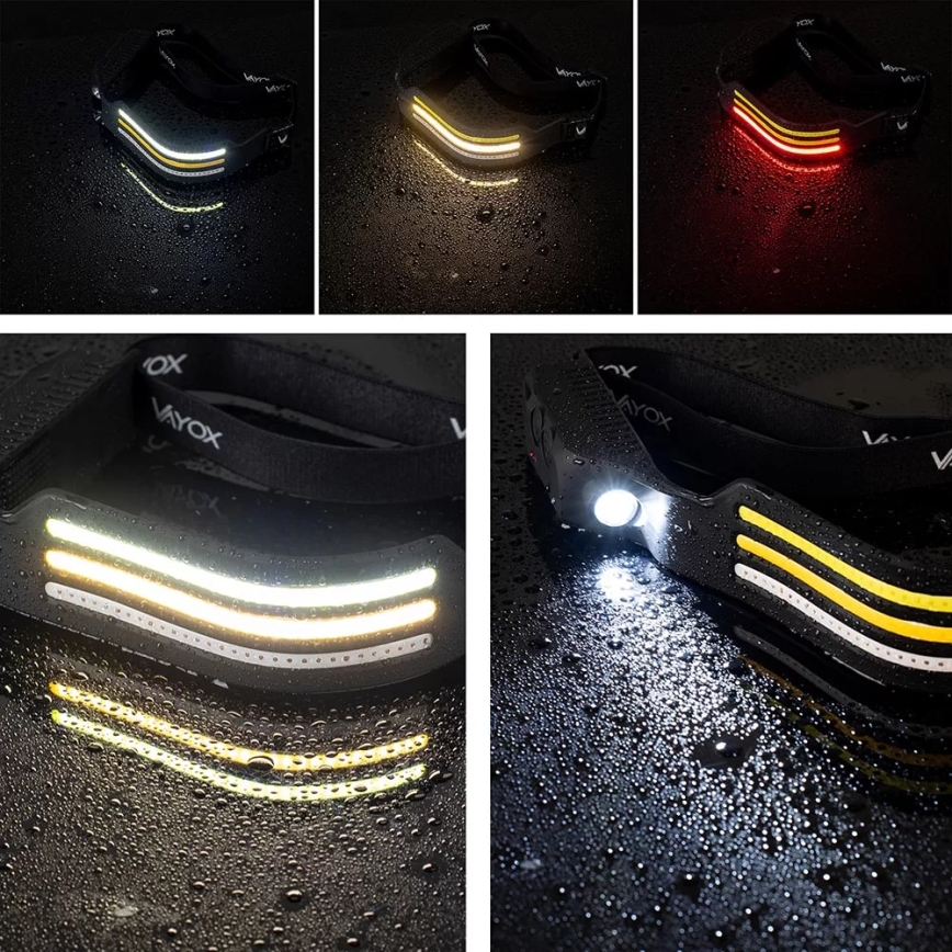 LED Zatemnitvena polnilna naglavna svetilka s senzorjem in rdeča luč 4xLED/5V IP44 300 sijajni 1200 mAh