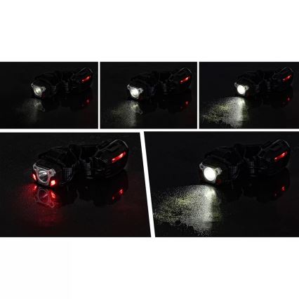 LED Zatemnitvena polnilna naglavna svetilka s senzorjem s funkcijo power bank in rdeča luč LED/10W/5V IP44 1200 sijajni 4000 mAh