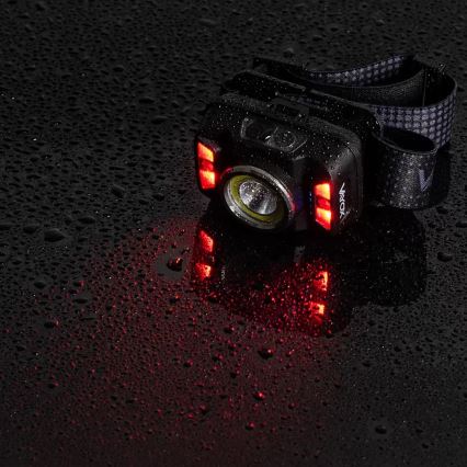 LED Zatemnitvena polnilna naglavna svetilka s senzorjem in rdeča luč LED/15W/5V IP66 430 sijajni 1800 mAh
