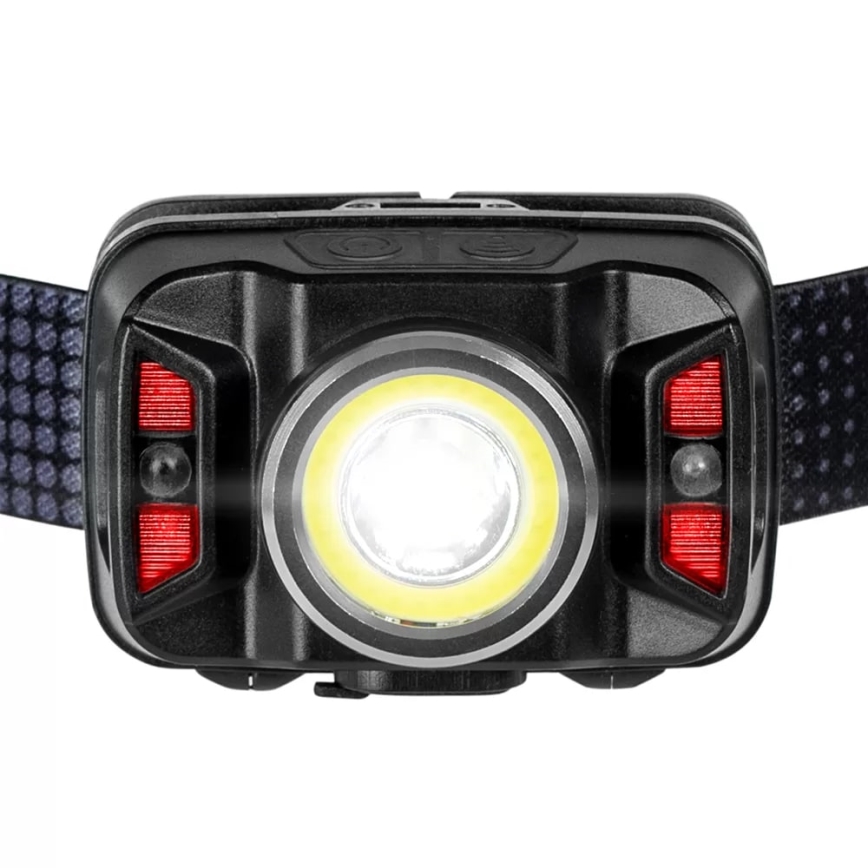 LED Zatemnitvena polnilna naglavna svetilka s senzorjem in rdeča luč LED/15W/5V IP66 430 sijajni 1800 mAh
