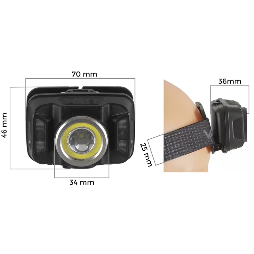 LED Zatemnitvena polnilna naglavna svetilka s senzorjem in rdeča luč LED/15W/5V IP66 430 sijajni 1800 mAh