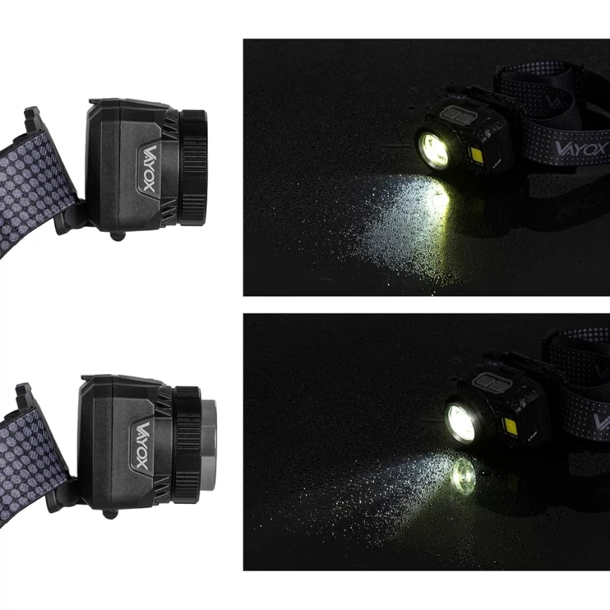 LED Zatemnitvena polnilna naglavna svetilka s senzorjem in rdeča luč LED/6W/5V/3xAAA IP44 500 sijajni 1200 mAh
