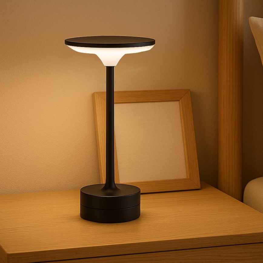 LED polnilna namizna svetilka na dotik TAVOLO LED/2,5W/5V 2400 mAh 3000-6000K črna