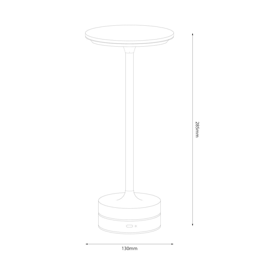 LED polnilna namizna svetilka na dotik TAVOLO LED/2,5W/5V 2400 mAh 3000-6000K črna