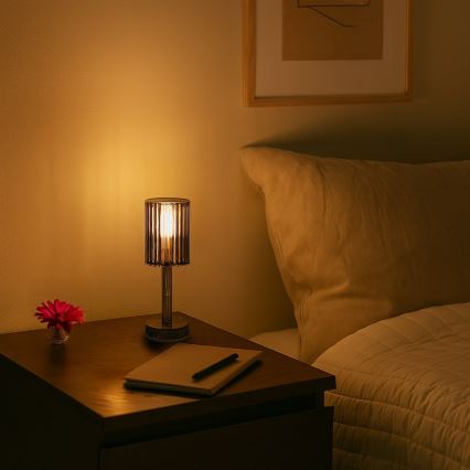 LED akumulatorska namizna svetilka na dotik SIMPLE LED/1W/5V 3000-6000K 2400 mAh dimno siva